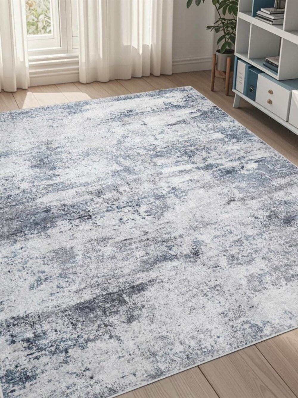 5x8 Area Rugs for Living Room Washable Bedroom Dining Room Blue Grey